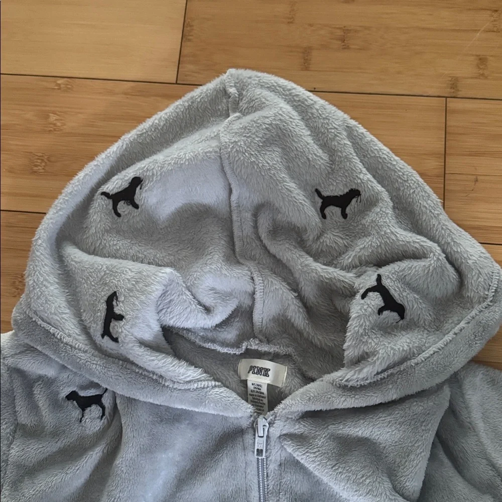 PINK Victoria's Secret Gray Fleece Onesie